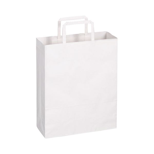 TANOSEE 紙手提袋 平紐 小ヨコ260×タテ320×マチ幅100mm 白無地 1セット（300枚：50枚×6パック） 送料無料：MALTTO