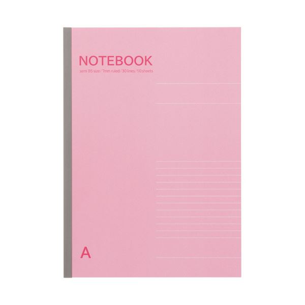 （まとめ）TANOSEE ノートブック セミB5 A罫7mm 50枚 ピンク 1冊 【×100セット】 送料無料