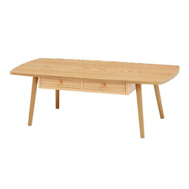センターテーブル ローテーブル 約幅110×奥行48×高さ37cm ナチュラル スクエア型 引き出し 木製脚付 組立品 リビング【代引不可】