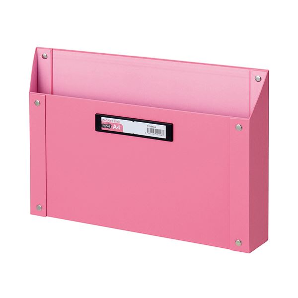 (まとめ) TANOSEE マグネットボックス（貼り表紙） A4サイズ ピンク 1個 【×10セット】