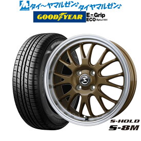 [6/4～10]割引クーポン配布新品 サマータイヤ ホイール4本セットBADX エスホールド S-8M14インチ 4.5Jグッドイヤー エフィシエント グリップ エコ EG01155/65R14