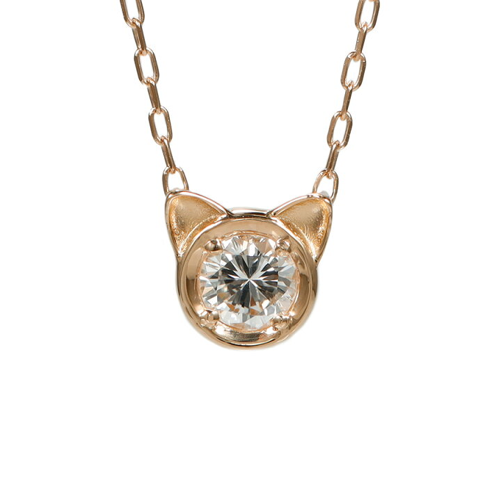 楽天市場】猫 ネックレス 誕生石 12色 ダイヤモンド パール ネコ 18金 