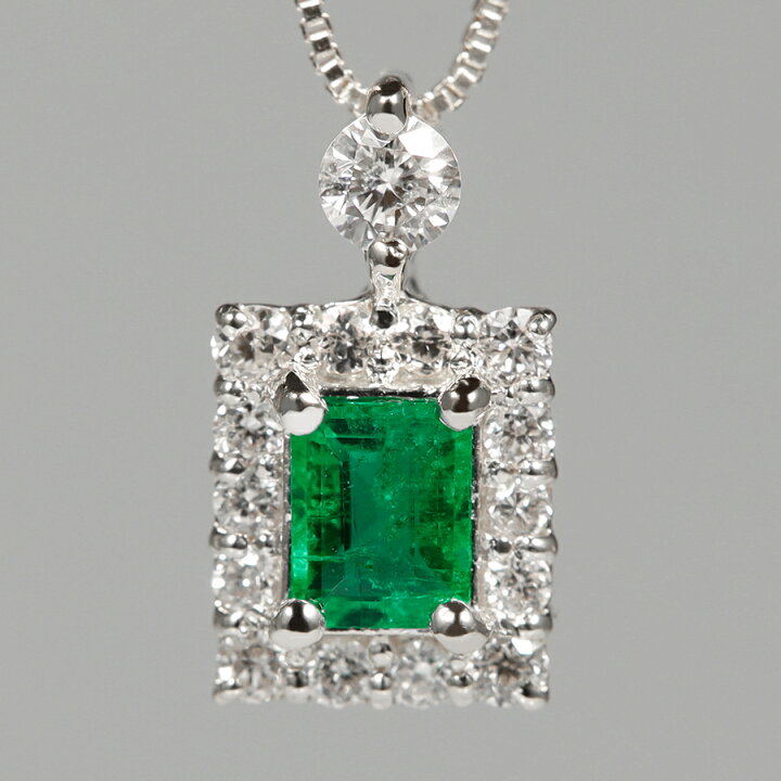 楽天市場】エメラルド ダイヤモンド ネックレス 0.1カラット  