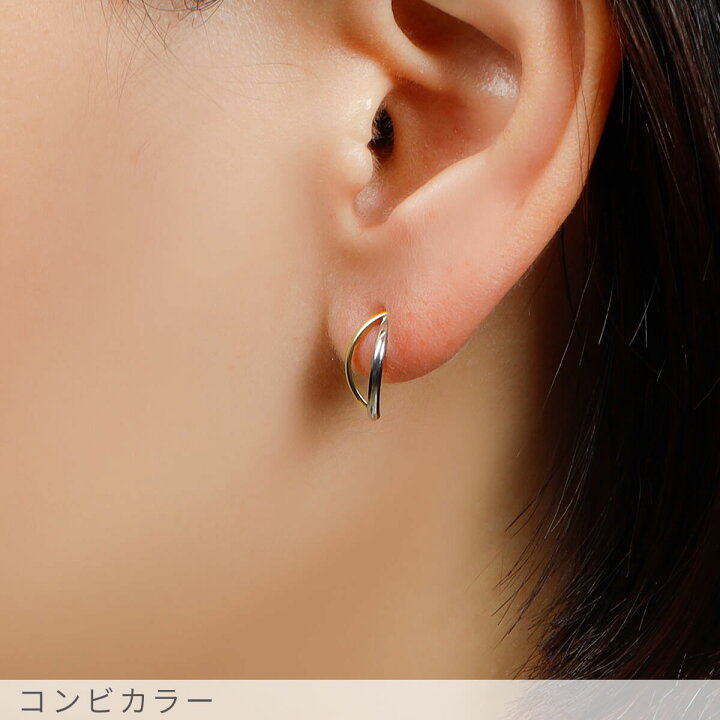 楽天市場】【2000円OFFクーポン】 地金 ピアス コンビカラー 18金 