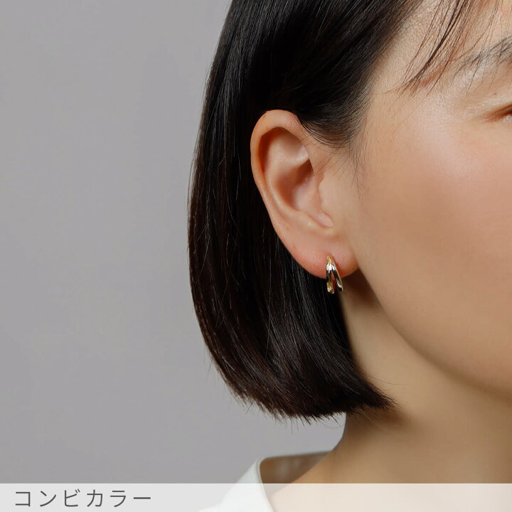 楽天市場】【即納可】 地金 フープ ピアス コンビカラー 18金 プラチナ  