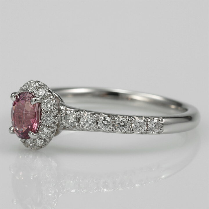 Pt950 天然パパラチアサファイア 0.30ct ダイヤ 0.04ct リング 楽天  