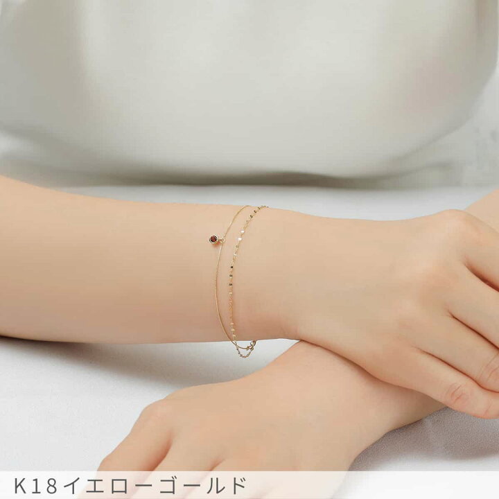 楽天市場】ガーネット 2連 ブレスレット 18金 イエローゴールド 