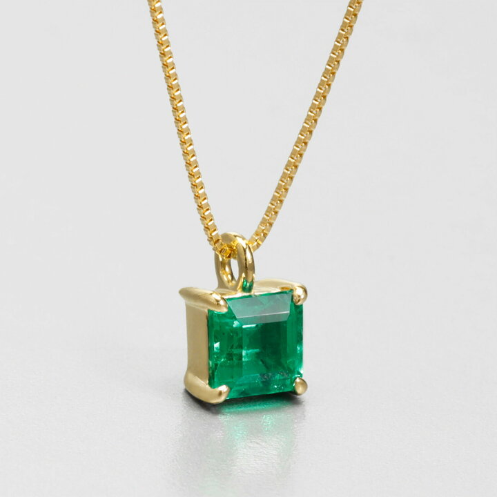 楽天市場】【一点限り】 エメラルド ネックレス 0.3ct K18 イエロー 