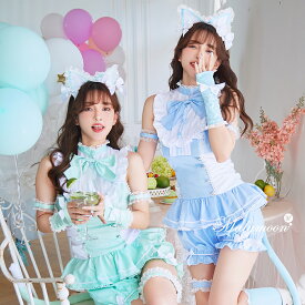 [正規品]【即納】ハロウィン コスプレ 仮装 キャット 猫 ネコ ブルー ミント セクシー 可愛い 女性 レディース 大人 一式 セット cosplay costume マリームーン malymoon【9522-3】