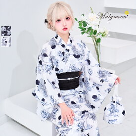 [正規品]【2〜3営業日で発送】浴衣 2way 藤咲凪 ten ワンピース 花柄 ホワイト レッド ブルー お揃い 可愛い 女性 レディース 一式 マリームーン malymoon【YK2510311-s】【YK2510313-s】
