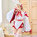 [正規品]【予約-12月中旬頃より順次発送予定】コスプレ 巫女 神社 アニマル 動物 バニーガール うさぎ うさ耳 シスル ホワイト 紅白 仮装 コスプレ 女性 レディース 一式 マリームーン【CS25177】