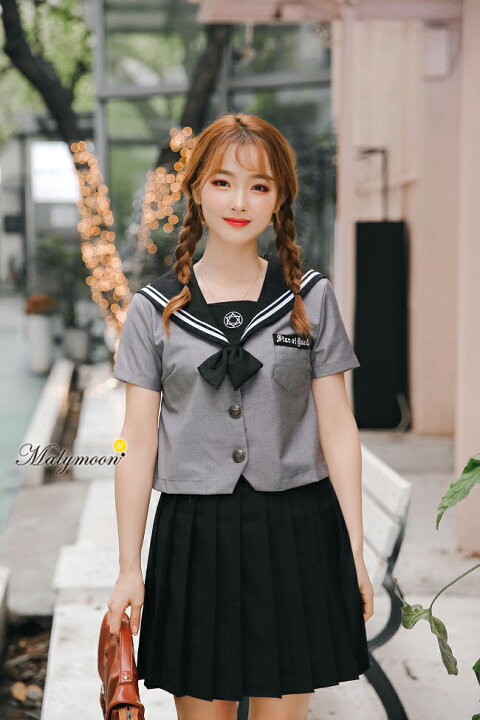 楽天市場 即納 女子高生 制服 セーラー服 リボン セット Jk コスプレ コスプレ衣装 グレー 刺繍 ワンポイント 学生服 余興 長袖 秋服 冬服 高校生 可愛いコスプレ レディース コスチューム 学園祭 文化祭 マリームーン Malymoon 6754 あす楽 Malymoon マリー