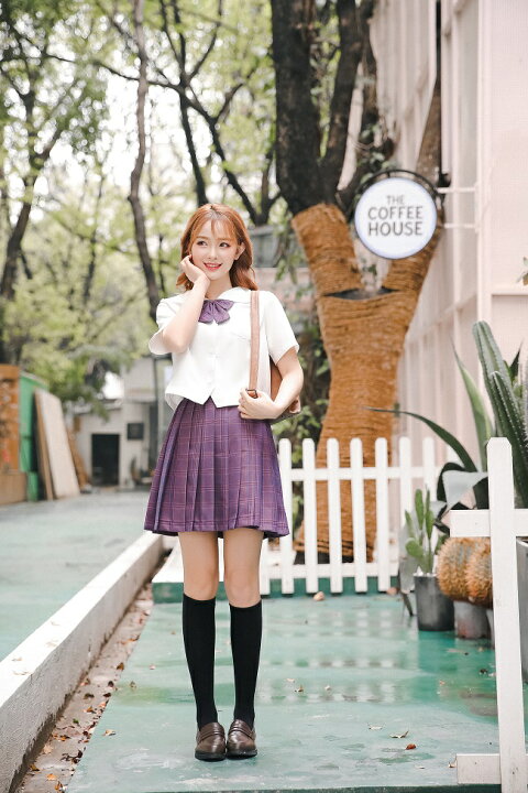 楽天市場 半袖 女子高生 制服 セットjk コスプレ リボン コスプレ衣装 パープル むらさき 紫 チェック 柄 ミニスカ 萌え 学生服 余興 半袖 プリーツスカート 高校生 可愛いコスプレ レディース コスチューム マリームーン Malymoon 6758 Malymoon マリームーン