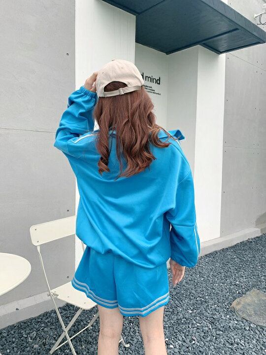 楽天市場 ルームウェア かわいい レディース 長袖 ボリューム 可愛い ブルー 青 スポーティ ジャージ 春 夏 春夏 無地 シンプル コーデ コーディネート セクシー レディース 大人 女性 ファッション ダンス Hiphop 小物 Malymoon マリームーン 3326 Malymoon