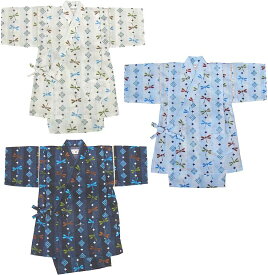 【縞とんぼ柄】日本製 本格仕様 超清涼素材 ベビー こども 甚平上下2点セット 80・90・100・110cm対応 子供 甚平 赤ちゃん じんべい チャイルド 男の子 【送料無料】