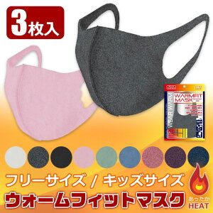 【3点以上で送料無料】ウォームフィットマスク 3枚入り 防寒 マスク 冬 マスク 冬用 温感 保温 あったか 暖かい ホット ウォーム 洗える 繰り返し 立体構造 小さめ マスク フリーサイズ 大人