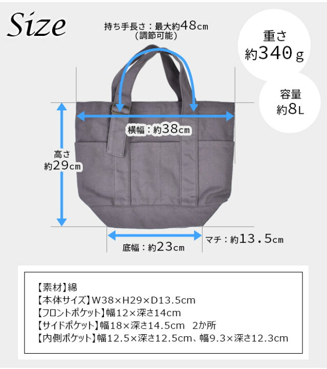 リサイクルキャンバストート ミニトート 8l トートバッグ ハンドバッグ ポケットたくさん マチ付き メール便送料無料 レディース 持ち手長さ調節可能 若者の大愛商品 レディース