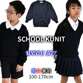 【送料無料】スクールセーター wool30% ニット セーター 制服 洗える 学生服 男女兼用 ウール混 無地 紺 男の子 女の子 男児 女児 キッズ ジュニア ネイビー 子供服 Vネック 100cm 110cm 120cm 130cm 140cm 150cm 160cm 170cm 男子 女子 小学生 高学年 中学生 高校生 通学