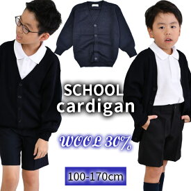 【送料無料】スクールカーディガン wool30％ ニット カーディガン 制服 洗える 学生服 ウール混 無地 紺 男の子 男児 キッズ ジュニア ネイビー 子供服 Vネック 100cm 110cm 120cm 130cm 140cm 150cm 160cm 170cm 男子 小学生 高学年 中学生 高校生 通学