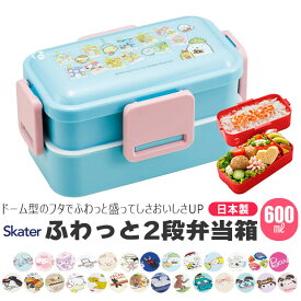 【送料無料】 SKATER スケーター 抗菌 弁当箱 二段 ランチボックス 600ml 大容量 お弁当箱 2段 大きめ レディース メンズ キッズ ふわっと盛れる 子供 お弁当箱 女子 大人 男子 小学生 中学生 高校生 おしゃれ かわいい 入れ子式 コンパクト スリム型 食洗機対応 給食