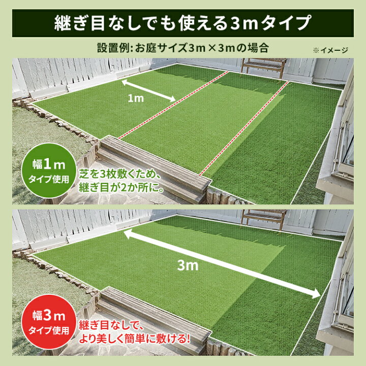楽天市場】人工芝 1m×1m リアル人工芝 IP-3011 人工芝生 芝生 芝マット 