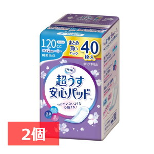 【2個セット】超うす安心パッド 120ccまとめ買いパック40枚 パッド 超うす 安心 トイレ まとめ買い 40枚 女性向け 大人 リフレ 【D】
