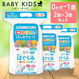 【3個セット】粉ミルク はぐくみ はじめてセット エコらくパック森永粉ミルク はぐくみ ベビーミルク 0〜1歳頃 ビフィズス菌 新生児 乳幼児 エコ ラクトフェリン 専用ケース・スプーン まと