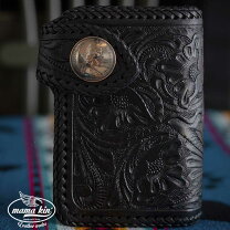 28日までセール価格！ブラックカイマン二つ折りライダース財布