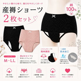 【綿100％】 産褥ショーツ 2枚セット M〜L LL マジックテープ開閉 広範囲防水シート付き 深ばきタイプ 産後ショーツ 入院準備 出産準備 ナプキン交換 診察対応