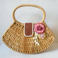 【中古】レストローズ LEST ROSE バッグ かごバッグ レディース お花 モチーフ 付き