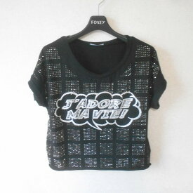 【中古】アヴォワール・パリ AVOIR paris カットソー M L レディース ラインストーン 付き 黒
