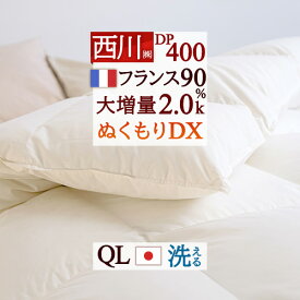 2/18限定★11％OFFクーポン 羽毛布団 西川 クイーン クイーンサイズ 洗える コインランドリー対応 大増量2.0kg フランス産 ホワイトダウン90％ 羽毛ふとん DP400 日本製 バイオアップ加工 羽毛掛け布団 ふとん ぶとん クィーンサイズ ◇