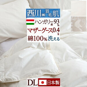 秋得★最大10%OFFクーポン 羽毛肌掛け布団 ダブル ダウンケット マザーグース グース 西川 ダブルサイズ 洗える 羽毛ふとん 羽毛布団 夏用 ハンガリー産マザーグースダウン93% 0.4kg 綿100% 側