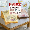 最大2万円OFFクーポン＆P5★マラソン スヌーピー 綿毛布 シングル 日本製 毛布 西川 春 夏 秋 冬 ブランケット 泉大津 毛羽部分 綿100％ 洗える snoopy SNOOPY 送料無料 もうふ