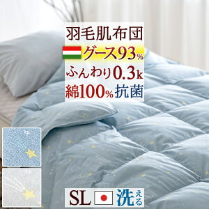 冬早得★最大10%OFFクーポン 羽毛肌掛け布団 ダウンケット シングル グース 日本製 洗える 綿100% シングルサイズ 羽毛ふとん ハンガリー産 ホワイトグースダウン93% 0.3kg 羽毛布団 夏用 羽毛