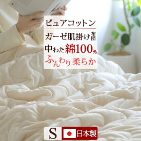 SS特別★10％クーポン ピュアコットン ジンペット 肌掛け布団 シングル 天然素材・綿100％ ガーゼが気持ちいい肌ふとん 涼しい 暑さ対策 コットンケット 中綿も綿100％ ガーゼ ケット 肌布団 シングル