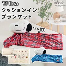 マラソン★最大1万円OFFクーポン クッションインブランケットひざ掛け 膝掛け スヌーピー 西川 西川株式会社 洗える 2way ひざ掛け毛布 100×70cm かわいい
