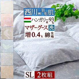 夏!早得★最大5,000円クーポン 2枚まとめ買い 羽毛肌掛け布団 シングル マザーグース 西川 グース 増量0.4kg 東京西川 ダウンケット 洗える 羽毛布団 夏用 ハンガリー産マザーグースダウン93% 綿100% 生地 日本製 ウォッシャブル 夏用 薄い 薄手