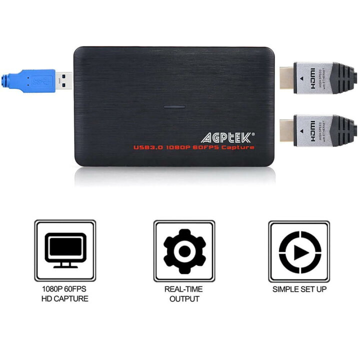 楽天市場】AGPTEK USB 3.0 HDMI HD Video Capture Card 1080P 60FPS Game Recorder Box Live Streaming&#160;for Windows Linux Os X System : MAMBATE