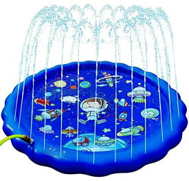 ODOLAND 噴水マット 噴水おもちゃ 噴水池 プレイマット ビニール プール 子供 キッズ 水遊 (ネイビー 1.7M)