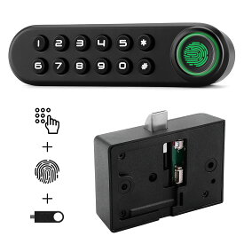 指紋ロック 安全ロック ハンドルドアロック スマートドアロック 指紋/メカニカルキー 指紋錠 複数指紋登録可能 USB充電 (横方向)