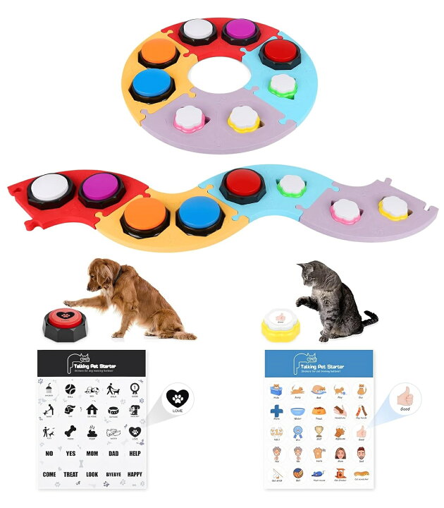愛犬と会話】ペット用おしゃべりボタンセット トーキングボタン 録音 匿名配送 楽天市場】会話ボタン 犬の記録ボタン 多機能ポータブル 猫用 犬用  ペット用 早押しボタン トーキングボタン 音声録音ボタンポータブル 犬用 ペット用録音ボタンセット 猫犬ペット訓練用 話す ... 【愛犬と会話】ペット用おしゃべりボタンセット　トーキングボタン　録音　匿名配送