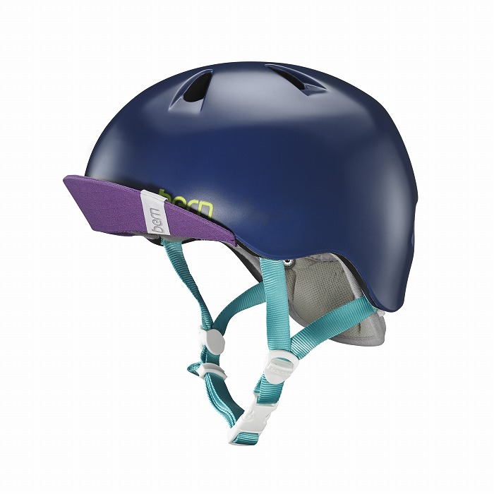 bern(バーン) ヘルメット【NINA：XS/Sサイズ(48〜51.5cm) /サテン ネイビー ブルー】 バイザー/ ストライダー 自転車  スケートボード 子供用 キッズ | ストライダージャパン