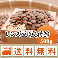 レンズ豆 ブラウン (皮付き) アメリカ産 500g 【メール便 送料無料】
