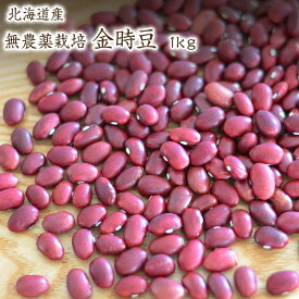 【宅急便】 無農薬金時豆【1kg】 北海道産 金時豆 農薬化学肥料不使用 赤いんげんJAS認証を所得した有機金時豆を小袋にしております。小袋のためJAS認証マークはついておりません。