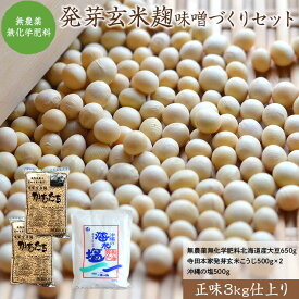 【送料無料 チルド発送】玄米麹味噌 味噌作りセット【正味3kg仕上がり・甘みあるお味噌】農薬化学肥料不使用 北海道産大豆「650g」 寺田本家天然白米麹「500g×2P」 沖縄の塩「500g」