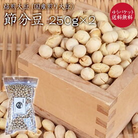 【ゆうパケット送料無料】煎り大豆 250g×2P 焙煎豆 福豆 北海道産大豆100%使用