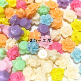 アクリルビーズ　バラ　13ミリ　Mixカラー　50個 お花　フラワー　薔薇