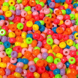 アクリルビーズ　丸大　3*5ミリ　約100個　Mixカラー
