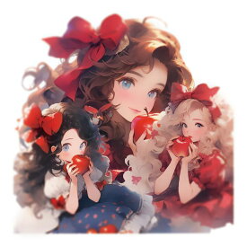 シール　PETシール　プリンセス　りんご姫　うさぎ姫　10枚セット　6*6cm　人物ステッカー　セルフカット